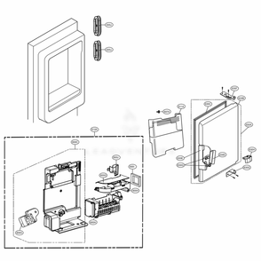 Ice Maker And Ice Bin Parts Diagram and Parts List for 74305 ASTCSE0 LG Refrigerator
