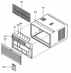 Cabinet/front Grille Assy Diagram and Parts List for 58072089200  Kenmore Air Conditioner