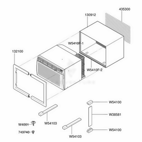 Installation Kit Assembly Diagram and Parts List for 580 AWYBSRS LG Air Conditioner
