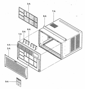 Cabinet/front Grille Assy Diagram and Parts List for 58075151500  Kenmore Air Conditioner