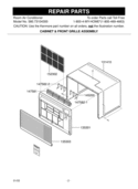 Room Air Conditioner       CABINET & FRONT GRILLE Diagram and Parts List for LT1030C  LG Air Conditioner