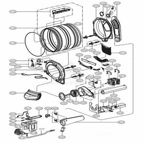 Drum And Motor Assembly Gas Type Diagram and Parts List for DLGX3371R ACREEUS LG Dryer