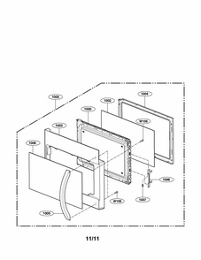 Door Parts Diagram and Parts List for 72185033111  Kenmore Microwave