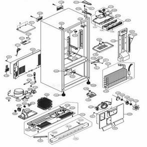 Case Parts Diagram and Parts List for 75084 ABICSEA LG Refrigerator
