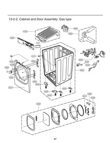 Cabinet And Door Assembly Diagram and Parts List for RN13B2AS ABWEEUS LG Dryer