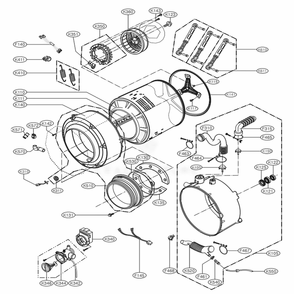 Drum And Tub Assembly Diagram and Parts List for WM2140CW ABWEEUS LG Washer