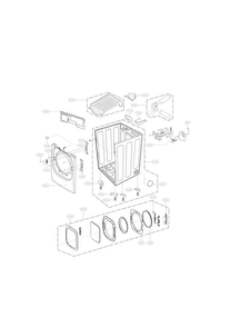 Cabinet And Door Parts Diagram and Parts List for DLE4970W  LG Dryer