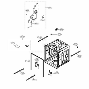 Tub Assembly Diagram and Parts List for LSDF9963ST ASTEEUS LG Dishwasher