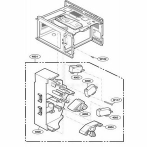 Latch Board Parts Diagram and Parts List for DFS11G ASTQMTR LG Range