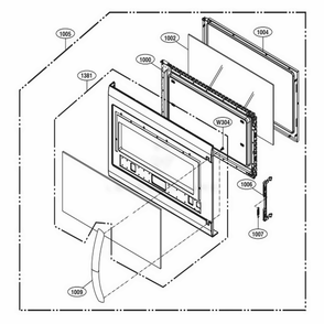Door Parts Diagram and Parts List for LMV2031SW CWHELGA LG Microwave