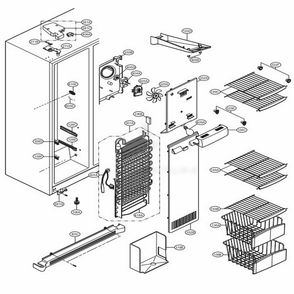 Freezer Compartment Diagram and Parts List for 58826 ATICSER LG Refrigerator