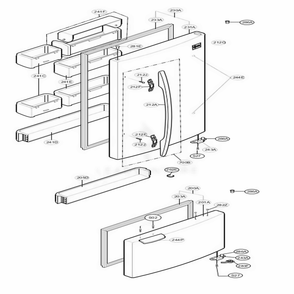 Door Parts Diagram and Parts List for 65014 ABICSEF LG Refrigerator