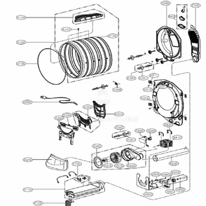 Drum And Motor Assembly: Electric Type Diagram and Parts List for DLEX8500W ABWEEUS LG Dryer