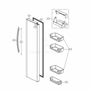 Refrigerator Door Diagram and Parts List for LSXC22426S ASTCNA4 LG Refrigerator