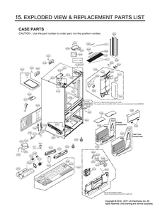 Case Parts Diagram and Parts List for GR-X23GHSJM ASTCNA1 LG Refrigerator