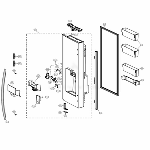 Door Parts 1 Diagram and Parts List for LRFXC2406D ASBCNA1 LG Refrigerator