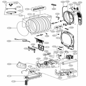 Drum And Motor Assembly Diagram and Parts List for DLEX7800WE ABWEEUS LG Dryer