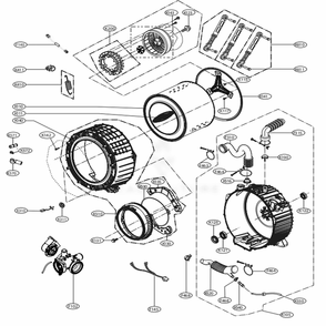 Drum And Tub Assembly Diagram and Parts List for WM3400CW ABWEVUS LG Washer
