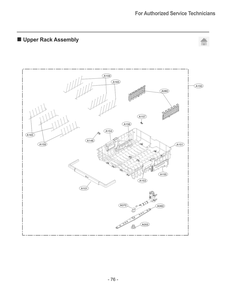 Upper Rack Assembly Diagram and Parts List for SKSDW2411S ASTESNA LG Dishwasher