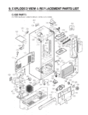 CASE PARTS   EXPLODED VIEW & REPLACEMENT PARTS LIST Diagram and Parts List for LRFC25750TT ATICLGA LG Refrigerator