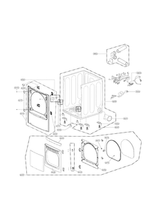 Cabinet And Door Assembly Parts Diagram and Parts List for DLGY1202W  LG Dryer