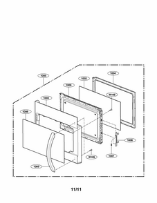 Door Parts Diagram and Parts List for 72185039111  Kenmore Microwave