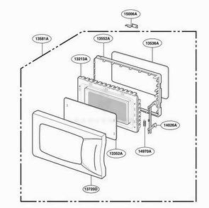 Door Parts Diagram and Parts List for MT4110RPQ0 KWHEWRP LG Wall Oven