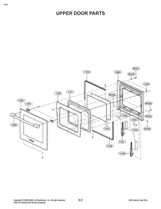 Upper Door Parts Diagram and Parts List for WDEK9419S ASTLSGN LG Wall Oven