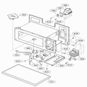 Interior Parts 1 Diagram and Parts List for KHMC107EBL AB1EKAD LG Wall Oven