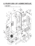 CASE PARTS   EXPLODED VIEW & REPLACEMENT PARTS LIST Diagram and Parts List for LFD25860TT ATICLGA LG Refrigerator