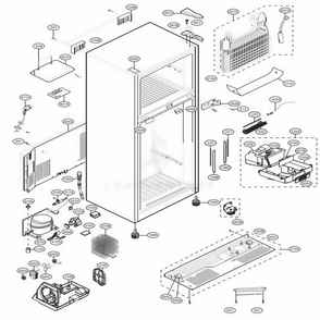 Case Parts Diagram and Parts List for LTCS24223D ASBCNA0 LG Refrigerator