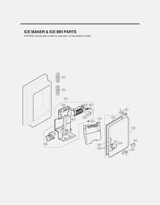 Ice Maker And Ice Bin Parts Diagram and Parts List for GR-J266DSMM ASBCNA0 LG Refrigerator