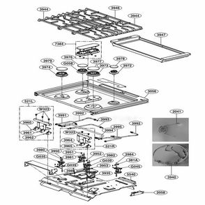 Cooktop Parts Diagram and Parts List for LUTD4919SN ASTLLGA LG Range