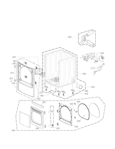 Cabinet And Door Assembly Parts Diagram and Parts List for DLG1102W  LG Dryer