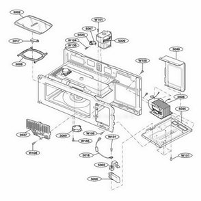 Interior Parts 1 Diagram and Parts List for MMV5165AAB ABKEMTG LG Wall Oven