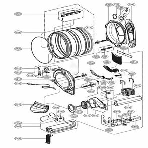Drum And Motor Assembly Electric Type Diagram and Parts List for DLEX3370W ABWEEUS LG Dryer