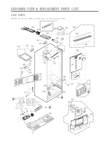 Case Parts Diagram and Parts List for GC-B288NQUM AWBCSE0 LG Refrigerator