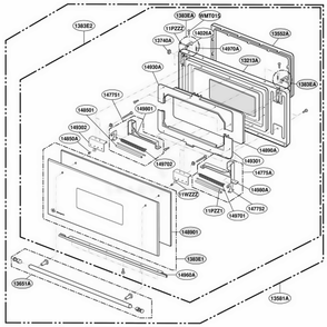 Door Parts Diagram and Parts List for ZSC2000CBB ABKLGEU LG Range