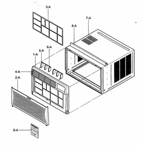 Cabinet/front Grille Assy Diagram and Parts List for 58074300400  Kenmore Air Conditioner