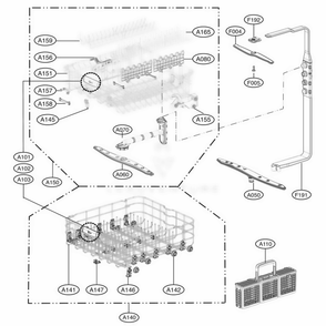 Rack Assembly Diagram and Parts List for LDF8764ST ASTEEUS LG Dishwasher