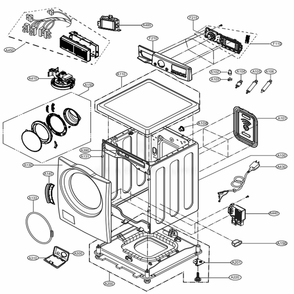 Cabinet And Control Panel Assembly Diagram and Parts List for WM3600HVA ASSEUUS LG Washer