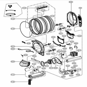 Drum And Motor Assembly: Electric Type Diagram and Parts List for DLE3460V ASSEEUS LG Dryer