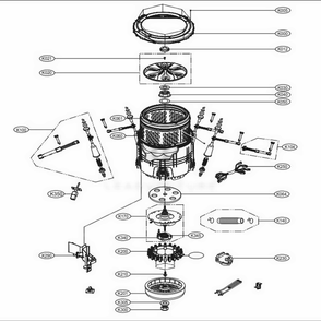 Tub Assembly Diagram and Parts List for 31423 ASTEPEU LG Washer