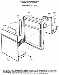 Control Panel Diagram and Parts List for 7218935590  Kenmore Microwave
