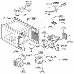 Interior Parts 2 Diagram and Parts List for 65052 CW1ESEA LG Wall Oven