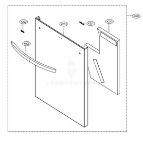 Front Cover Assembly Diagram and Parts List for LDT5665BD ABDEEUS LG Dishwasher