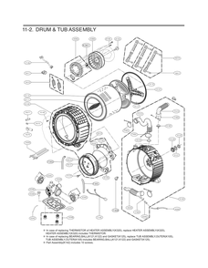 Drum And Tub Assembly Diagram and Parts List for FH3C4FNY ABWESEU LG Washer