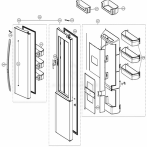 Refrigerator Door Diagram and Parts List for 51832 ASWCSE2 LG Refrigerator