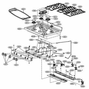 Cooktop Parts Diagram and Parts List for LRG3193SB FBKELGA LG Range