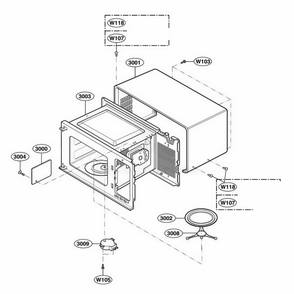 Oven Cavity Parts Diagram and Parts List for 62469 CB1ESEA LG Wall Oven